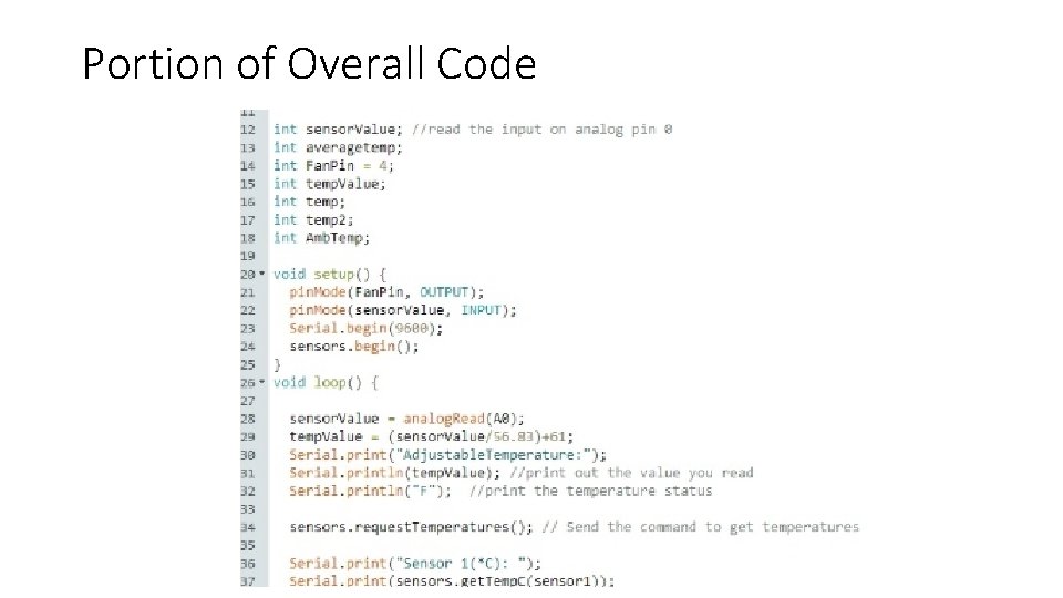 Portion of Overall Code 