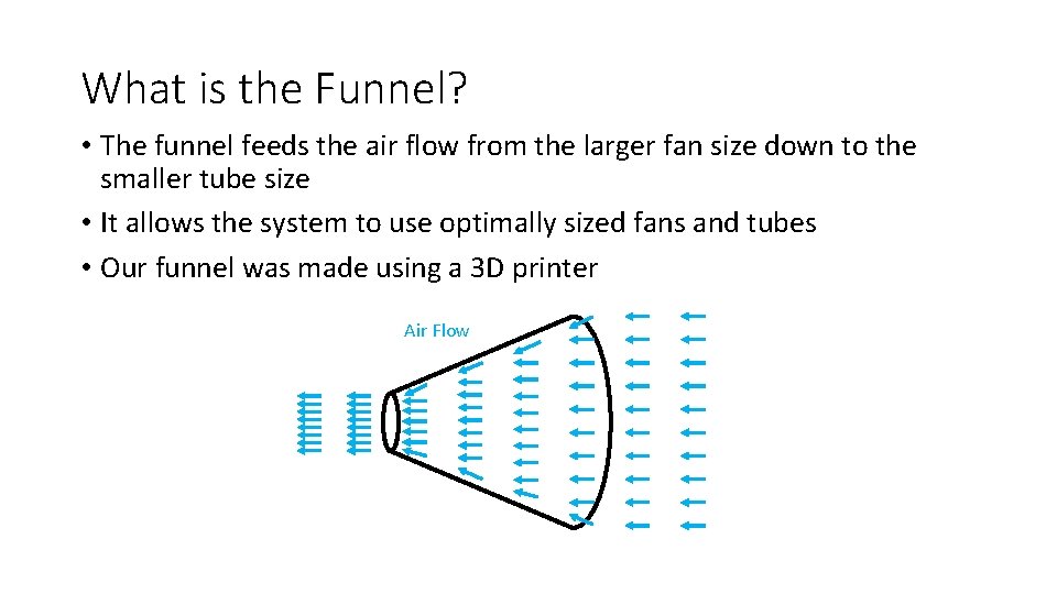 What is the Funnel? • The funnel feeds the air flow from the larger
