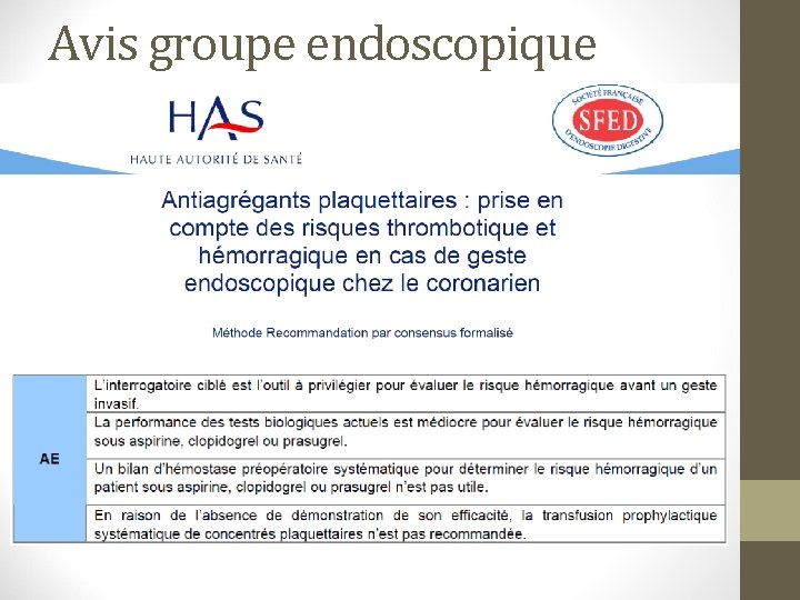 Avis groupe endoscopique 