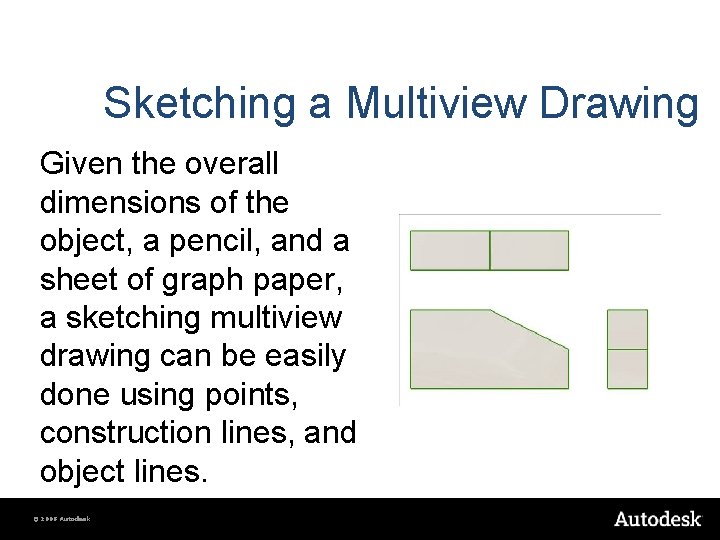 Sketching a Multiview Drawing Given the overall dimensions of the object, a pencil, and Sketching a Multiview Drawing Given the overall dimensions of the object, a pencil, and