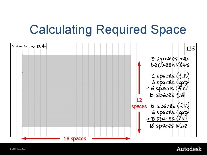 Calculating Required Space 12 spaces Overall Multiview Sketch Height? Overall Multiview Sketch Width? 18