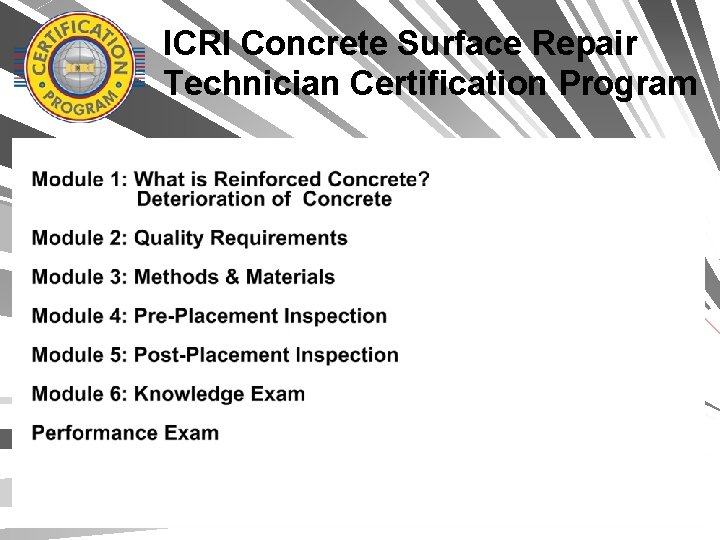 ICRI Concrete Surface Repair Technician Certification Program 