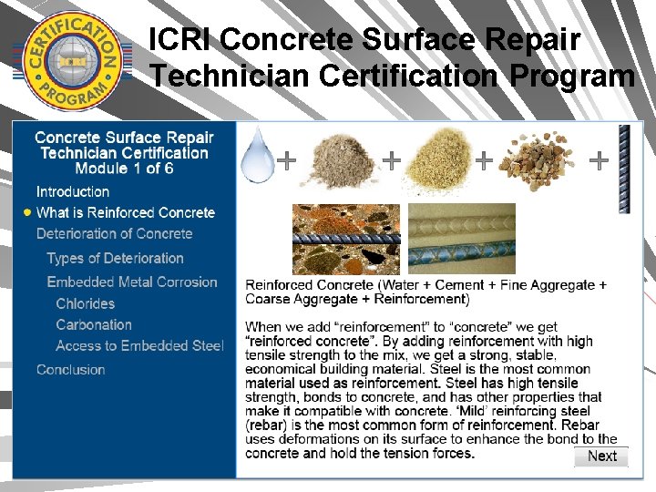 ICRI Concrete Surface Repair Technician Certification Program 