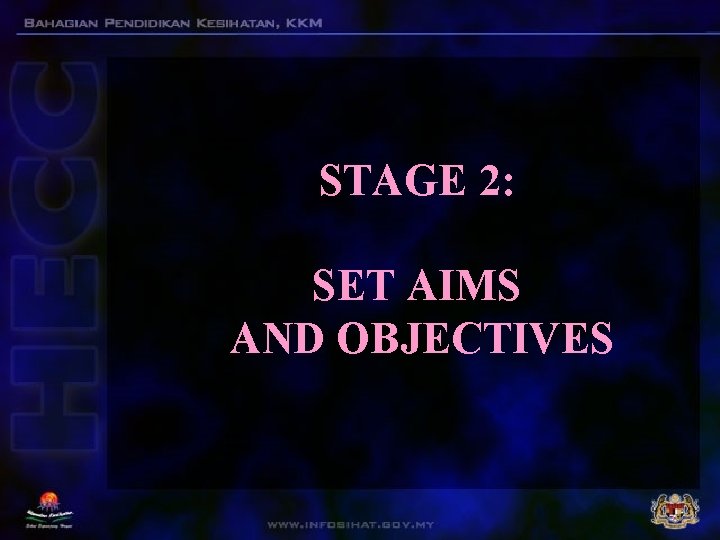 STAGE 2: SET AIMS AND OBJECTIVES 