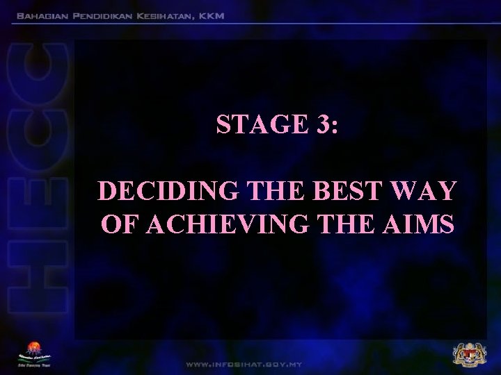 STAGE 3: DECIDING THE BEST WAY OF ACHIEVING THE AIMS 