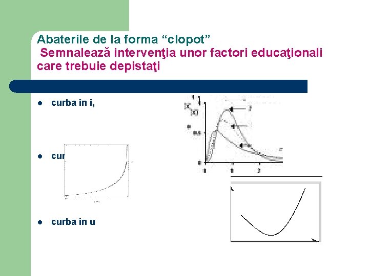 Abaterile de la forma “clopot” Semnalează intervenţia unor factori educaţionali care trebuie depistaţi l