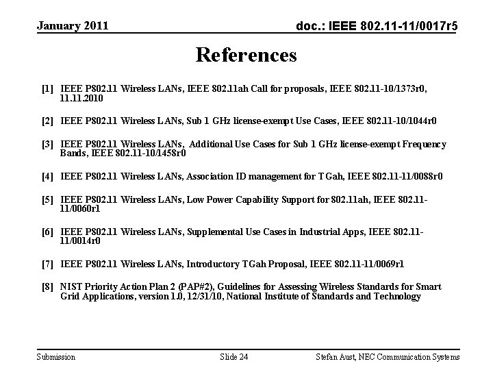 January 2011 doc. : IEEE 802. 11 -11/0017 r 5 References [1] IEEE P