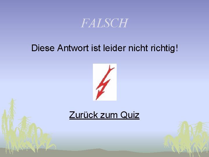 FALSCH Diese Antwort ist leider nicht richtig! Zurück zum Quiz 