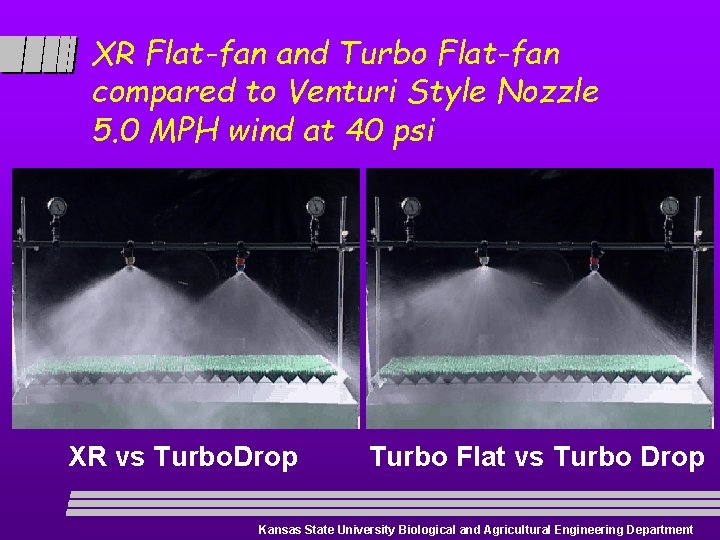 XR Flat-fan and Turbo Flat-fan compared to Venturi Style Nozzle 5. 0 MPH wind