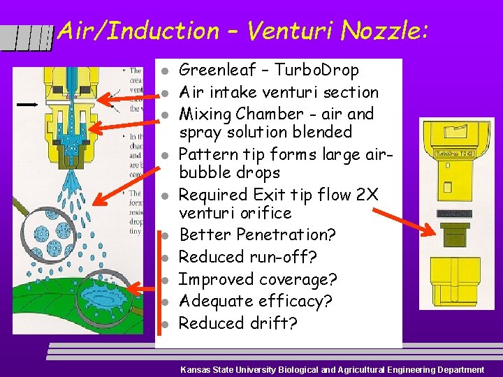 Air/Induction – Venturi Nozzle: l l l l l Greenleaf – Turbo. Drop Air