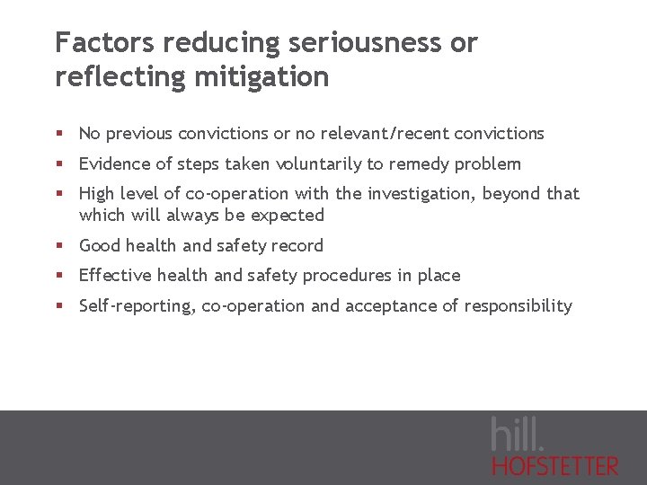Factors reducing seriousness or reflecting mitigation § No previous convictions or no relevant/recent convictions
