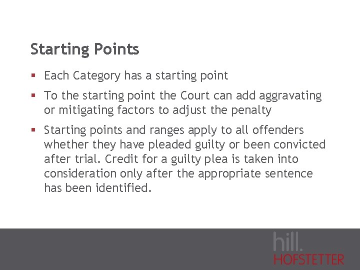 Starting Points § Each Category has a starting point § To the starting point