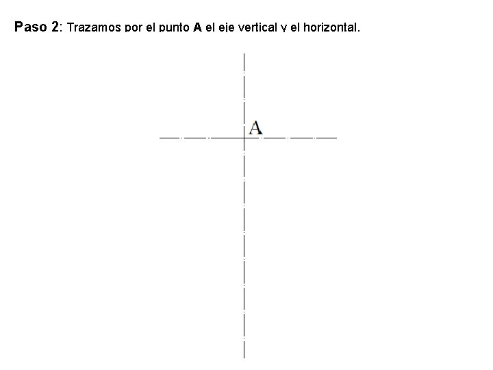 Paso 2: Trazamos por el punto A el eje vertical y el horizontal. 