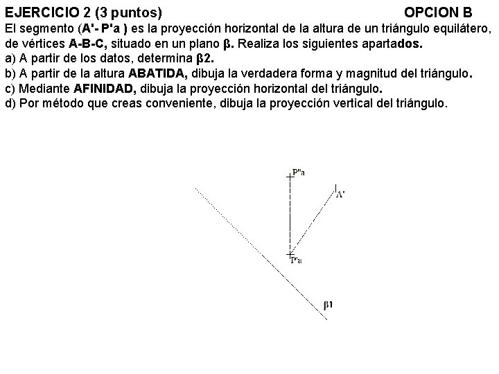 EJERCICIO 2 (3 puntos) OPCION B El segmento (A'- P'a ) es la proyección