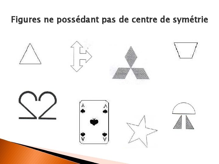 Figures ne possédant pas de centre de symétrie 