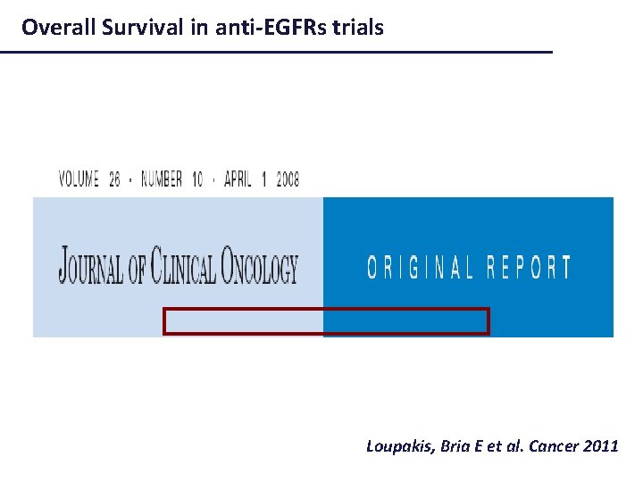 Overall Survival in anti-EGFRs trials Loupakis, Bria E et al. Cancer 2011 