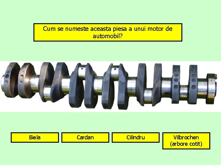 Cum se numeste aceasta piesa a unui motor de automobil? Biela Cardan Cilindru Vilbrochen