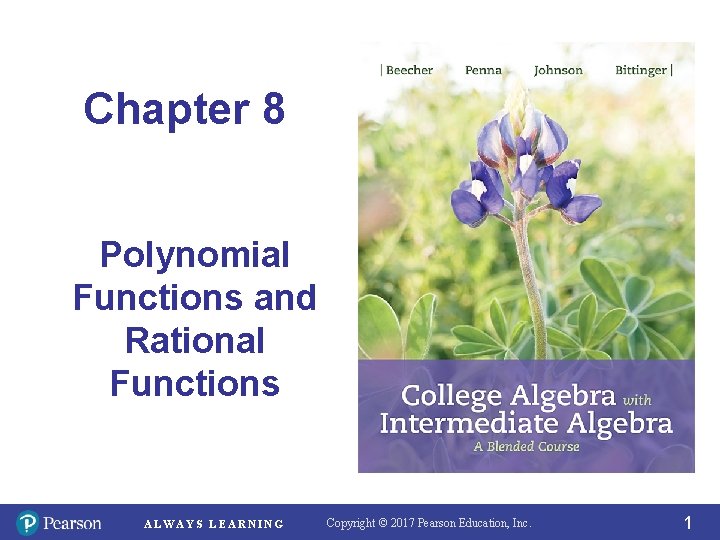 Chapter 8 Polynomial Functions and Rational Functions ALWAYS LEARNING Copyright © 2017 Pearson Education,