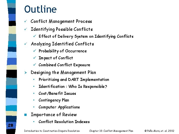 Outline ü Conflict Management Process ü Identifying Possible Conflicts ü Effect of Delivery System