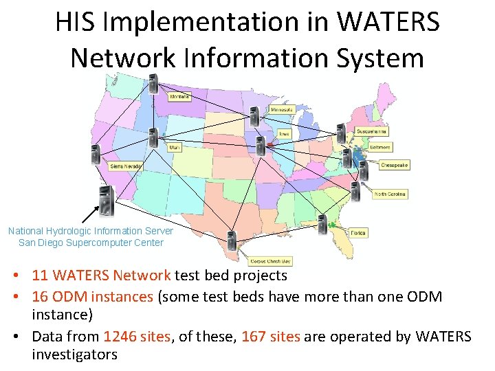 HIS Implementation in WATERS Network Information System National Hydrologic Information Server San Diego Supercomputer