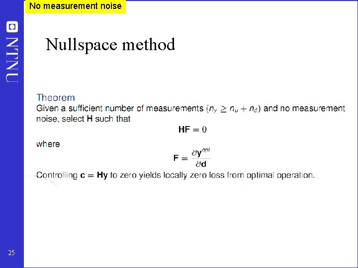 No measurement noise Nullspace method 25 