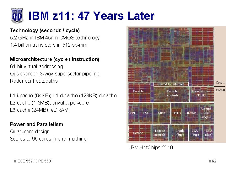 IBM z 11: 47 Years Later Technology (seconds / cycle) 5. 2 GHz in