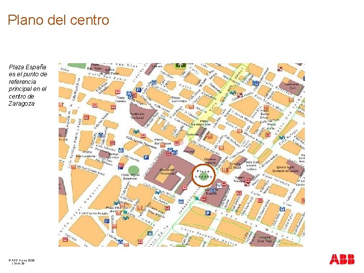 Plano del centro Plaza España es el punto de referencia principal en el centro