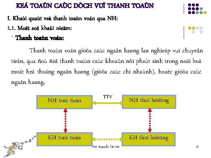 KEÁ TOAÙN CAÙC DÒCH VUÏ THANH TOAÙN I. Khaùi quaùt veà thanh toaùn voán