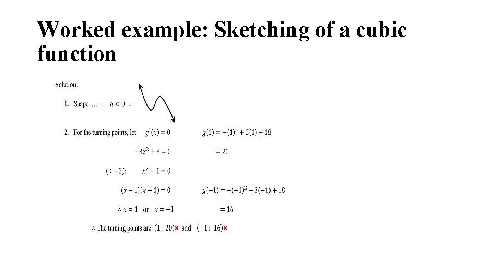 Worked example: Sketching of a cubic function Worked example: Sketching of a cubic function
