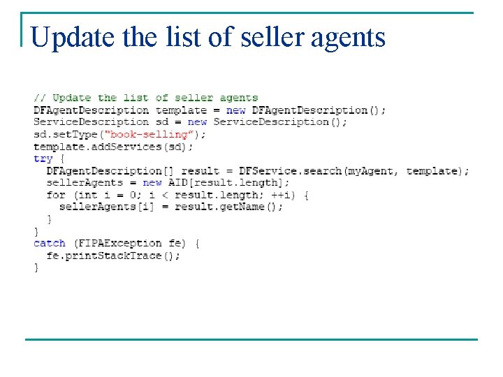 Update the list of seller agents 