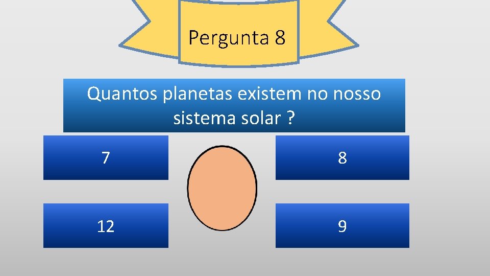 Pergunta 8 Quantos planetas existem no nosso sistema solar ? 7 8 12 9