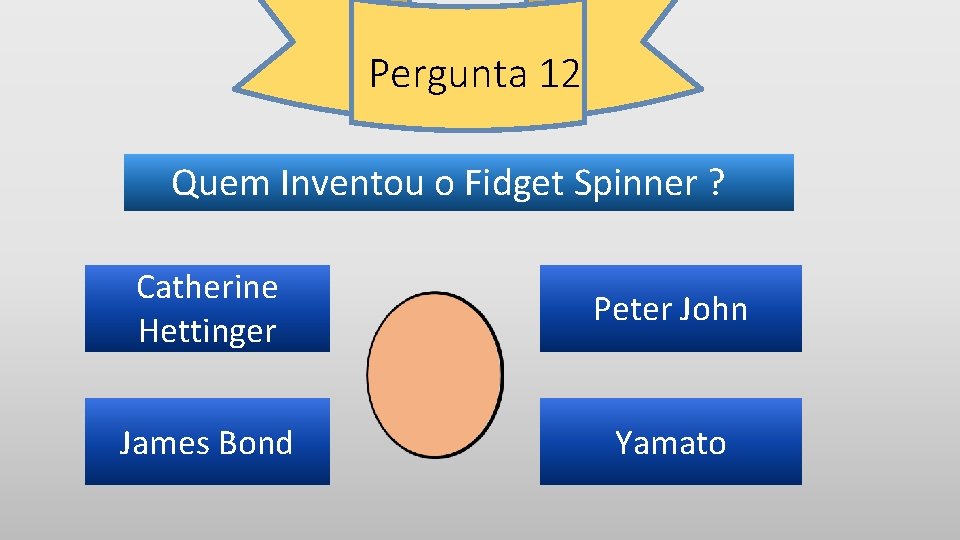 Pergunta 12 Quem Inventou o Fidget Spinner ? Catherine Hettinger Peter John James Bond