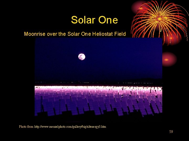 Solar One Moonrise over the Solar One Heliostat Field Photo from http: //www. menzelphoto.