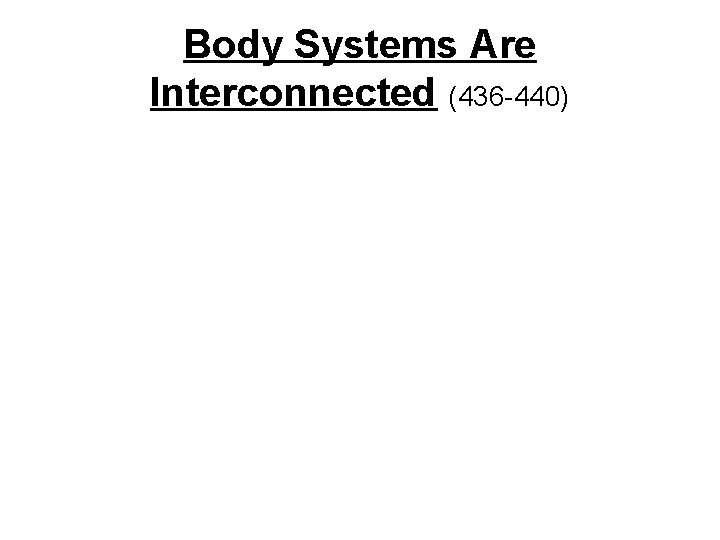 Body Systems Are Interconnected (436 -440) Body Systems Are Interconnected (436 -440)