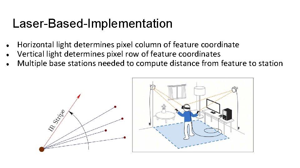 Laser-Based-Implementation ● ● ● Horizontal light determines pixel column of feature coordinate Vertical light