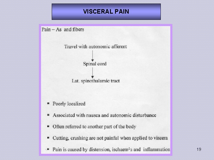 VISCERAL PAIN 19 