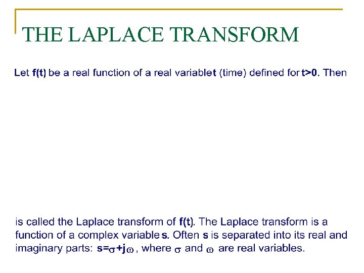 THE LAPLACE TRANSFORM 