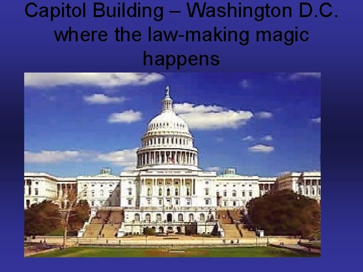 Capitol Building – Washington D. C. where the law-making magic happens 