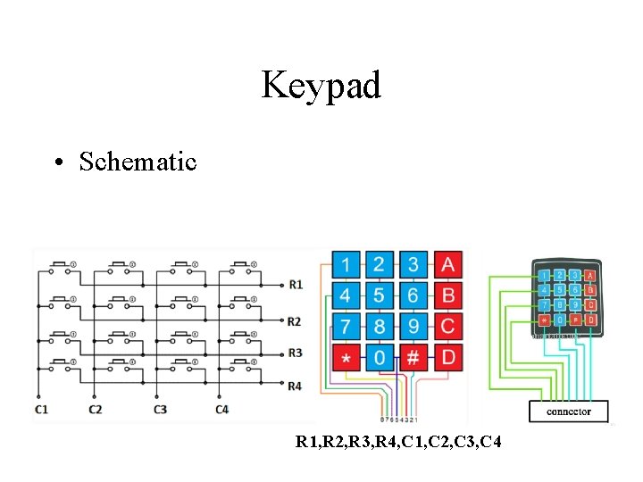 Keypad • Schematic R 1, R 2, R 3, R 4, C 1, C