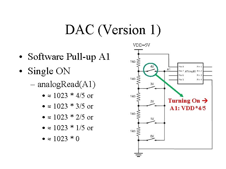 DAC (Version 1) VDD=5 V • Software Pull-up A 1 • Single ON –