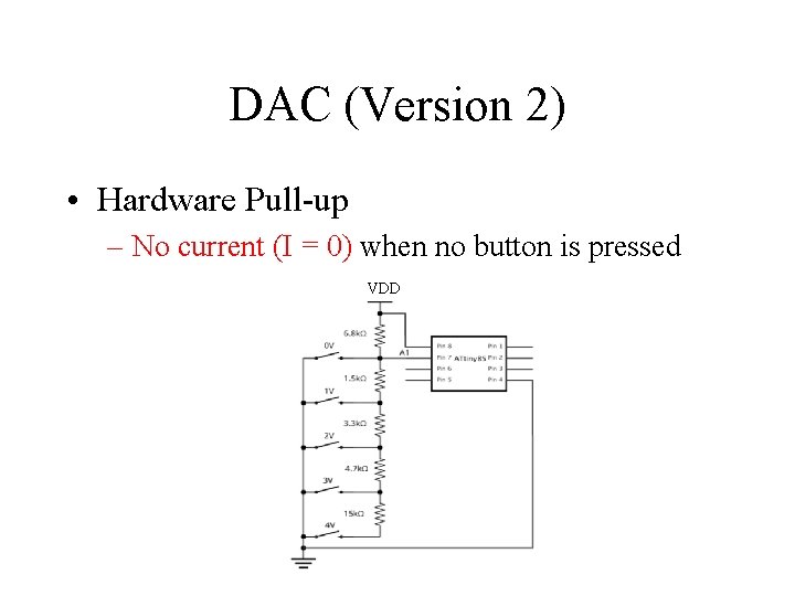 DAC (Version 2) • Hardware Pull-up – No current (I = 0) when no
