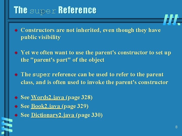The super Reference Constructors are not inherited, even though they have public visibility Yet
