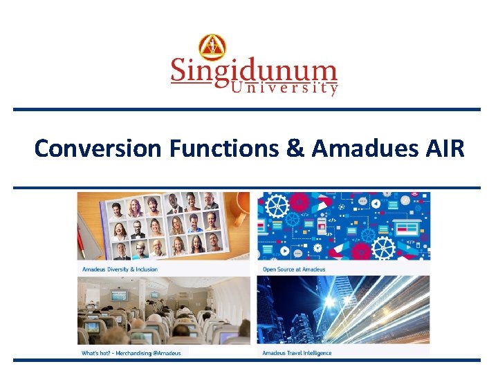 SERBIAN TOURISM PROGRAMMES AUSTRIAN SERBIAN TOURISM PROGRAMMES Conversion Functions & Amadues AIR 