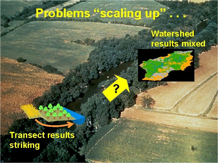 Problems “scaling up”. . . Watershed results mixed ? Transect results striking 