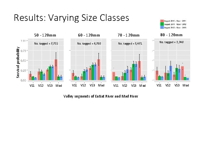 Results: Varying Size Classes 60 - 120 mm 70 - 120 mm 80 -