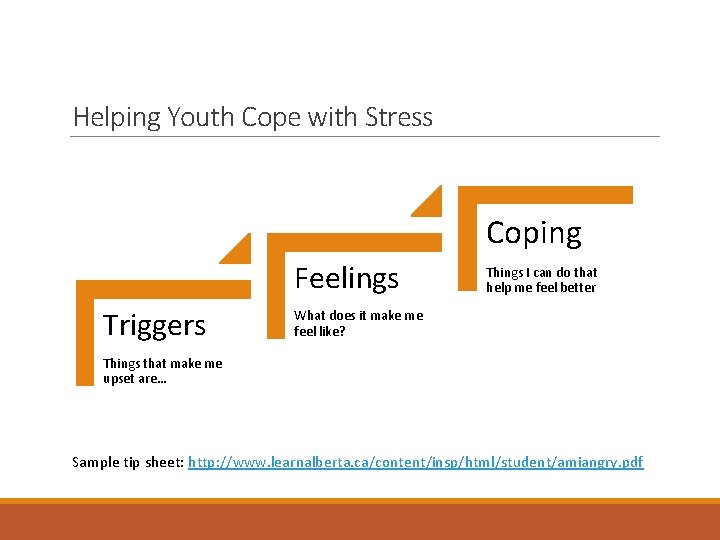 Helping Youth Cope with Stress Coping Feelings Triggers Things I can do that help