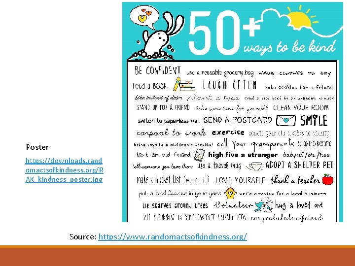 Poster https: //downloads. rand omactsofkindness. org/R AK_kindness_poster. jpg Source: https: //www. randomactsofkindness. org/ 