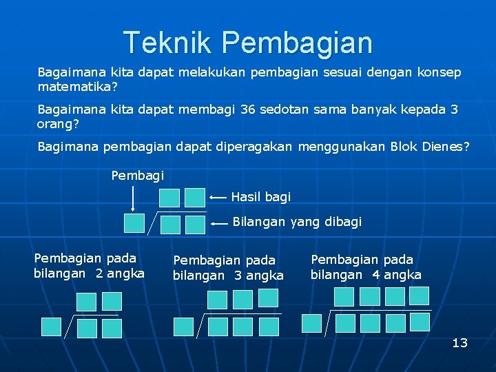 Teknik Pembagian Bagaimana kita dapat melakukan pembagian sesuai dengan konsep matematika? Bagaimana kita dapat