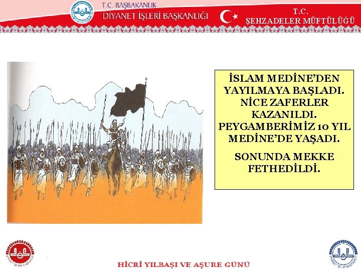 T. C. ŞEHZADELER MÜFTÜLÜĞÜ İSLAM MEDİNE’DEN YAYILMAYA BAŞLADI. NİCE ZAFERLER KAZANILDI. PEYGAMBERİMİZ 10 YIL