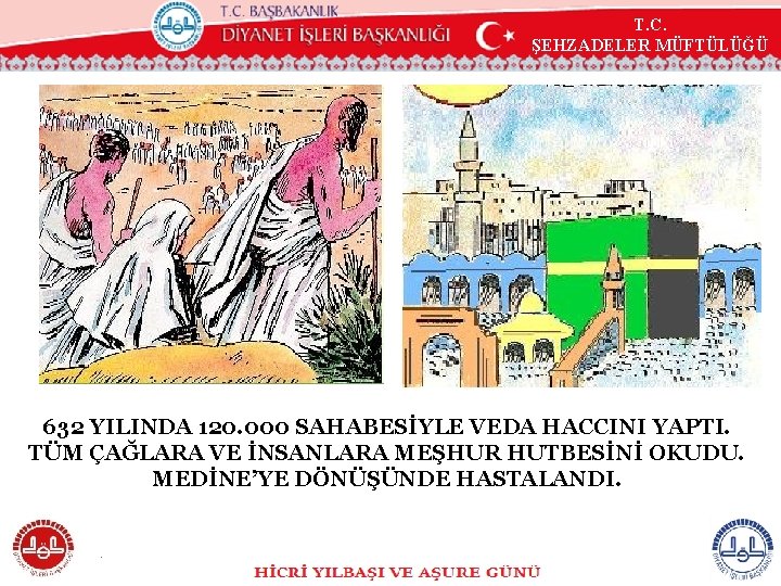 T. C. ŞEHZADELER MÜFTÜLÜĞÜ 632 YILINDA 120. 000 SAHABESİYLE VEDA HACCINI YAPTI. TÜM ÇAĞLARA